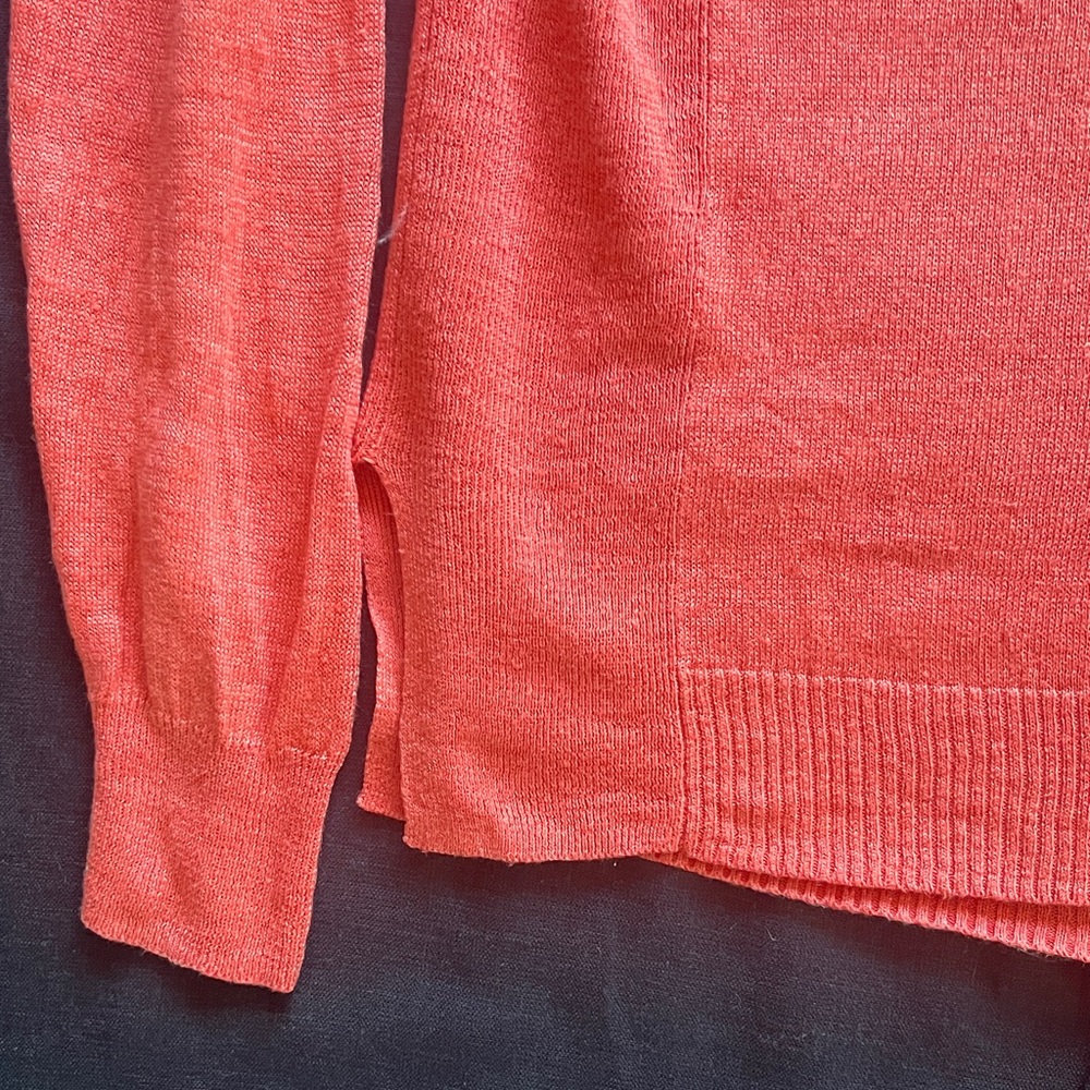 J. Crew Coral Orange Linen Long Sleeve Sweater XS - Picture 3 of 7